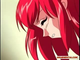 Tóc đỏ hentai trẻ phụ nữ bắt và poked tất cả lỗ thủng qua xúc tu c