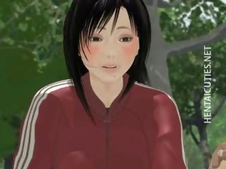 Likainen 3d anime koulutyttö imaista pistellä ulkopuolella