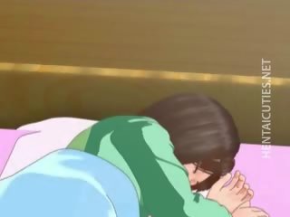Skjønn 3d anime unge hunn ha en våt drøm